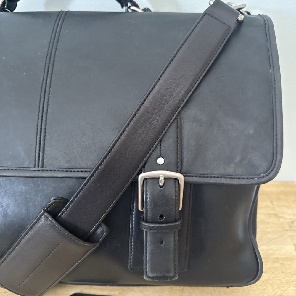Coach Thompson Executive Black Leather Laptop Bag Briefcase Attache 6455 - Picture 4 of 16